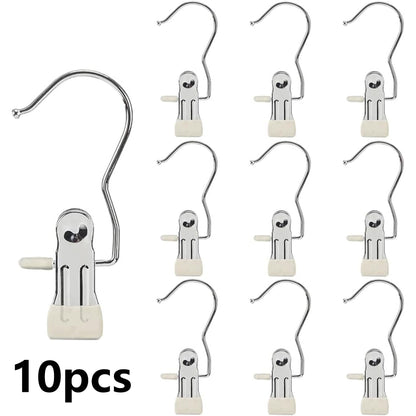 10Pcs Stainless Multi Function Clip Hooks,Laundry Hanging Hooks Clips,Closet Hangers,Boot Clips