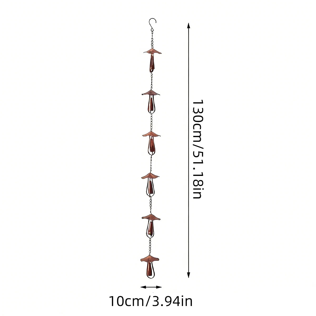 Mushroom Rain Chain 4.3FT Hanging Rain Catch Downspout for Garden Drainage Eaves