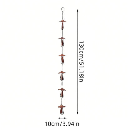 Mushroom Rain Chain 4.3FT Hanging Rain Catch Downspout for Garden Drainage Eaves