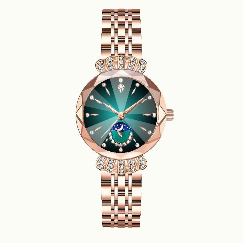 Elegant Womens Quartz Watch, Dainty Dress Watch with Crystal Accents