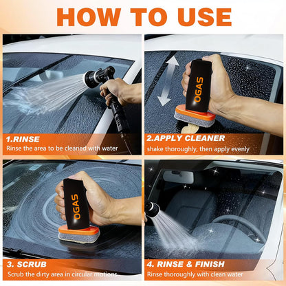 Glass Oil Film Remover for Car,Roll-On Glass Compound with Cleaning Board,Removes Oil Film & Smudges