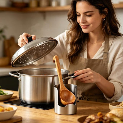 Spoon and Lid Rest for Stove Top - Stainless Steel Organizer