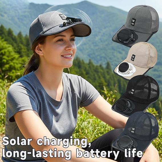Men Women Solar Powered Fan Hat Cooling Baseball
