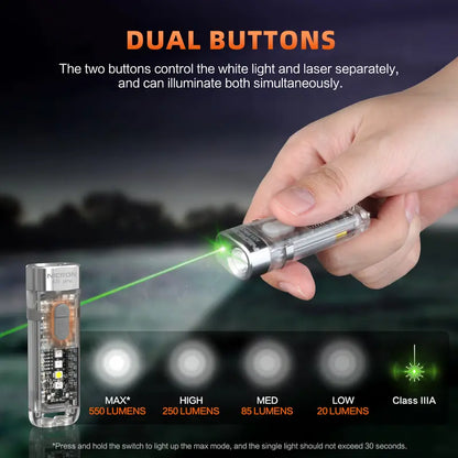 Magnetic Keychain Flashlight, 550 Lumens RGB & UV Laser Light