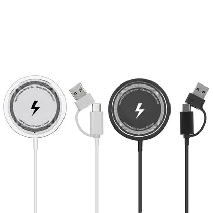 2-in-1 Magnetic Wireless Charger with USB-C & USB-A Ports for iPhone Fast Charging