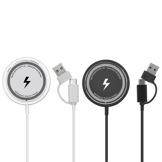 2-in-1 Magnetic Wireless Charger with USB-C & USB-A Ports for iPhone Fast Charging