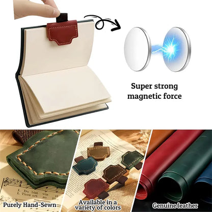 3PCS Magnetic Leather Bookmark with Pen Holder