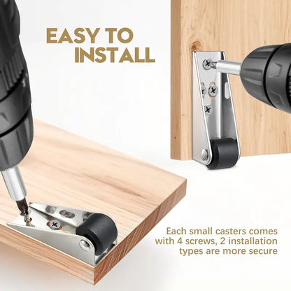 Vertical Track Roller Wheel Sliding Door Bottom Guide 2.91×2.68×0.83 Inch 1.23 Oz Nylon Wheel Aluminum Bracket Anti-Swing Door Stop