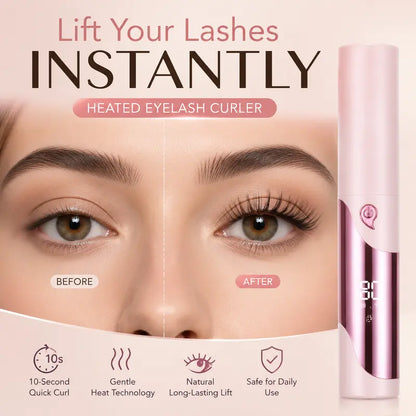Heated Eyelash Curler, USB Rechargeable Electric Eyelash Curler with LED Temperature Display