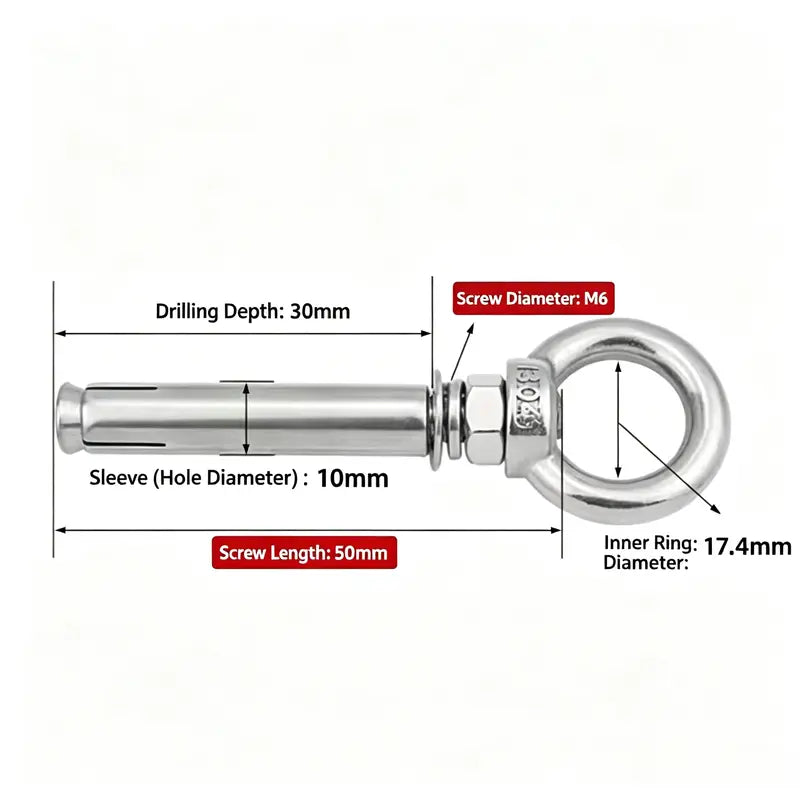 2 Pcs Eye-Bolt Expansion Anchors