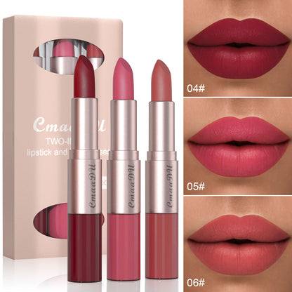 3PCS 2-in-1 Lipstick & Lip Gloss Set – Matte, Long-Lasting, and Waterproof