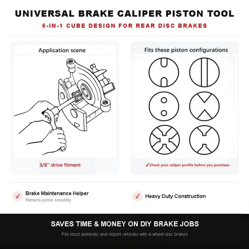 Brake Caliper Compression Tool – 3/8" Square Drive