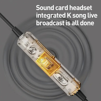 Karaoke Sound Card Wired Headphones Built in In-Ear Monitoring