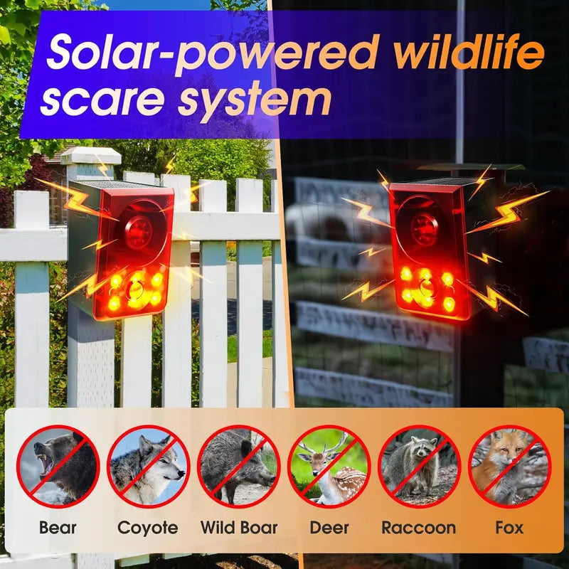 Solar Outdoor Motion Sensor Alarm - Dog Barking & Gunshot Sound