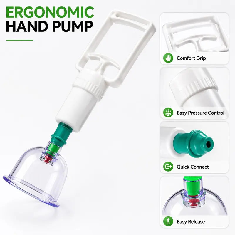6-Piece Vacuum Cupping Massage Cup Set with Manual Hand Pump