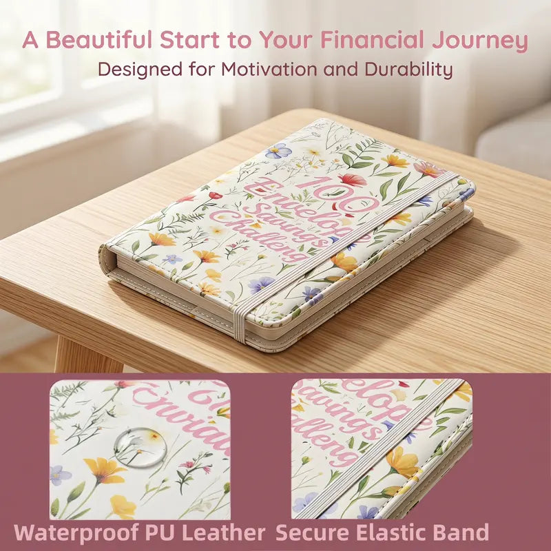 Portable 100-Day Savings Challenge Envelope Book with Premium Durable Cover