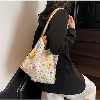 Crochet Knit Boho Shoulder Bag for women