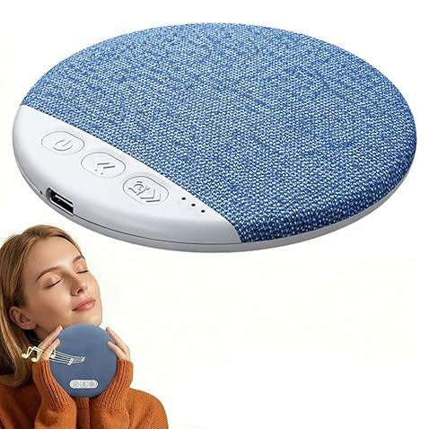 Under Pillow Speaker for Sleeping with White Noise Timer - Mini Bone Conduction Sleep Aid with Stereo Bass