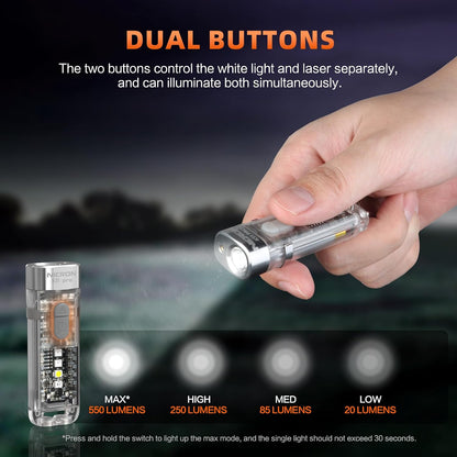 Magnetic Keychain Flashlight, 550 Lumens RGB & UV Laser Light
