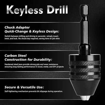 2Pcs Keyless Drill Chuck Adapter Set
