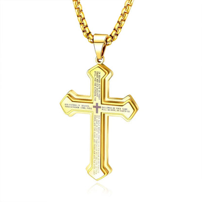 Big Men Novelty Cross Necklace Pendant Stainless Steel