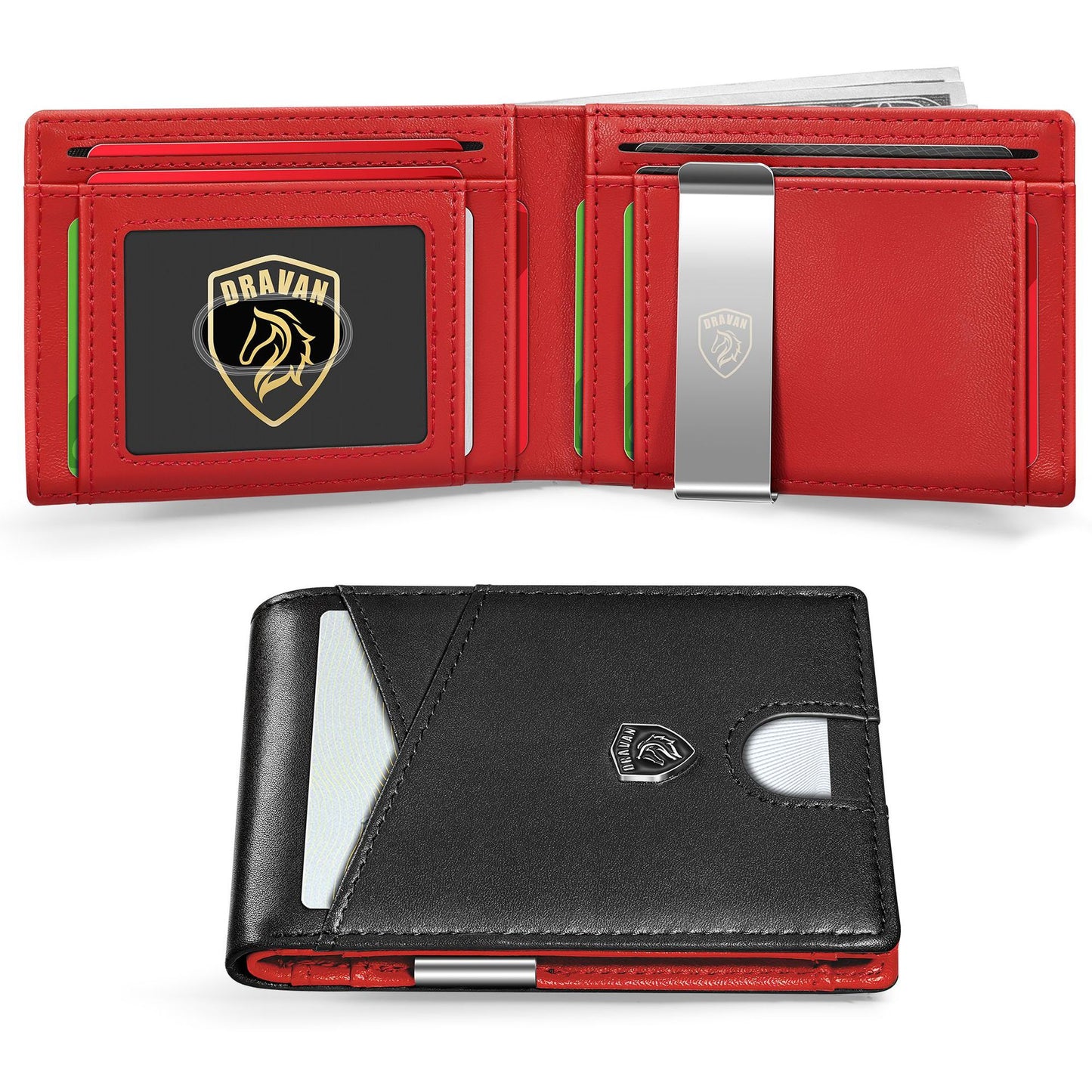 Slim Wallet for Men - Minimalist Genuine Leather Carbon Fiber Rfid Blocking Bifold Credit Card Holder