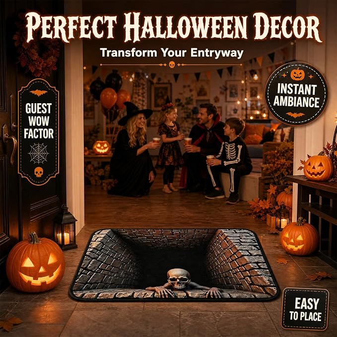 Halloween-themed 3D skull horror rug