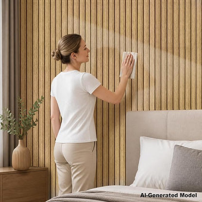 Wood Grain Slat Wall Panels Peel and Stick Faux Wood Thick Wallpaper