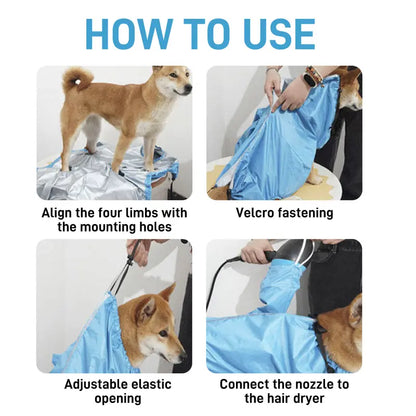 Dog Drying Bag – 360° Air Circulation Grooming Quick Dry Pet Hair Drying Suit for Small