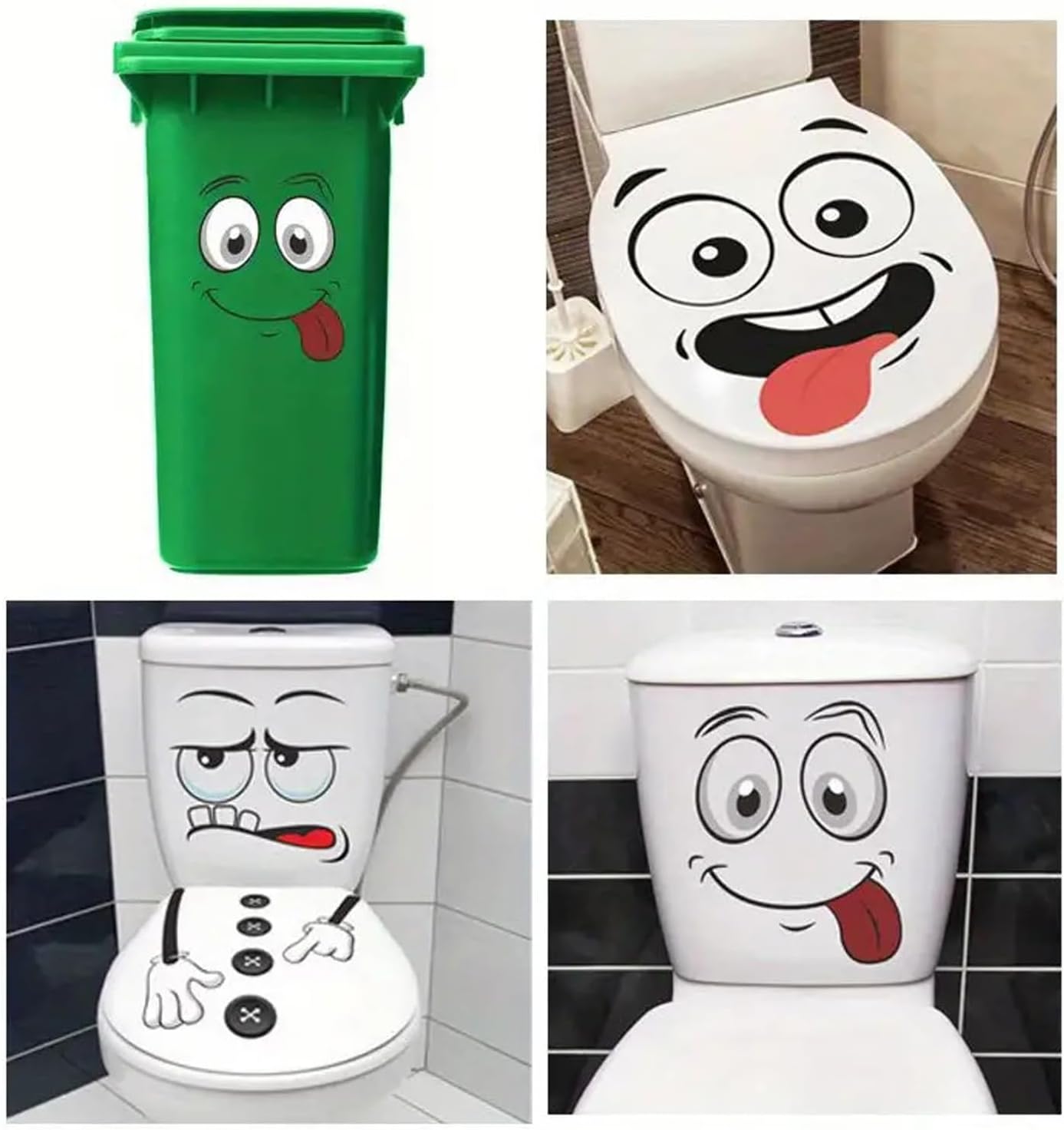 4Pcs Interesting Cartoon Face Self-Adhesive Disposable Stickers