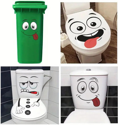 4Pcs Interesting Cartoon Face Self-Adhesive Disposable Stickers