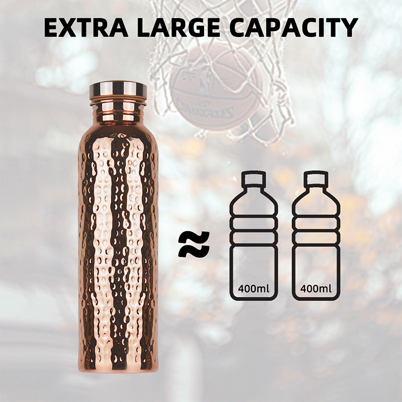 Hammered Copper Water Bottle, 800ml Water Vessel,