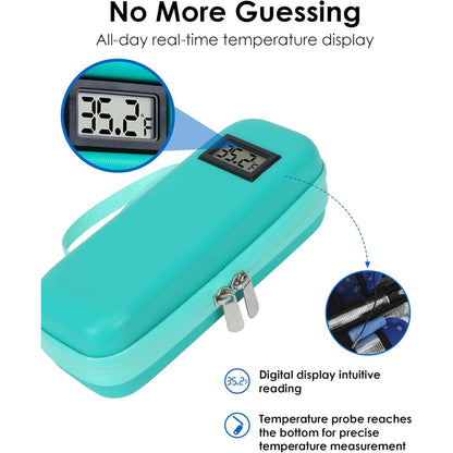 Insulin Cooler Travel Case with Temperature Display - Refrigerated Medicine Cooling Bag with 1 TSA Approved Ice Pack