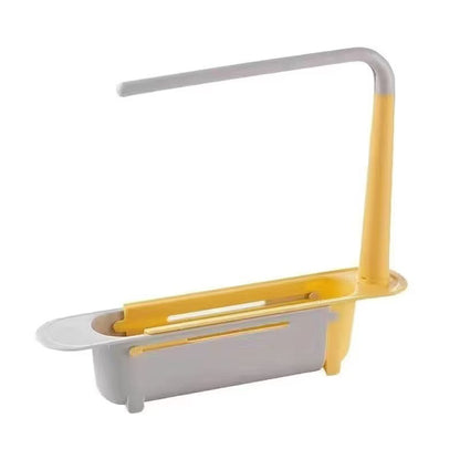 Adjustable Telescopic Sink Organizer with Cloth Hanging Rod
