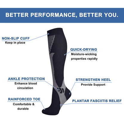 Three-pack of unisex sports compression socks/leg warmers
