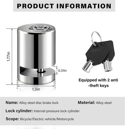 Motorcycle disc brake lock, anti-theft motorcycle safety brake disc lock