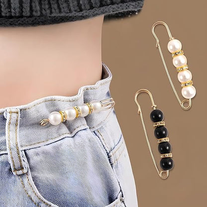 8PCS Pearl Brooch Pins for Women Pants Dress Skirt Waist Scarf Clip Brooch Accessories