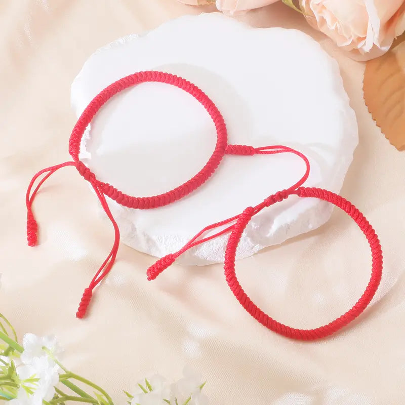 2 PCS Red Protection Bracelets, Vajra Knot (Kabbalah-style) Design