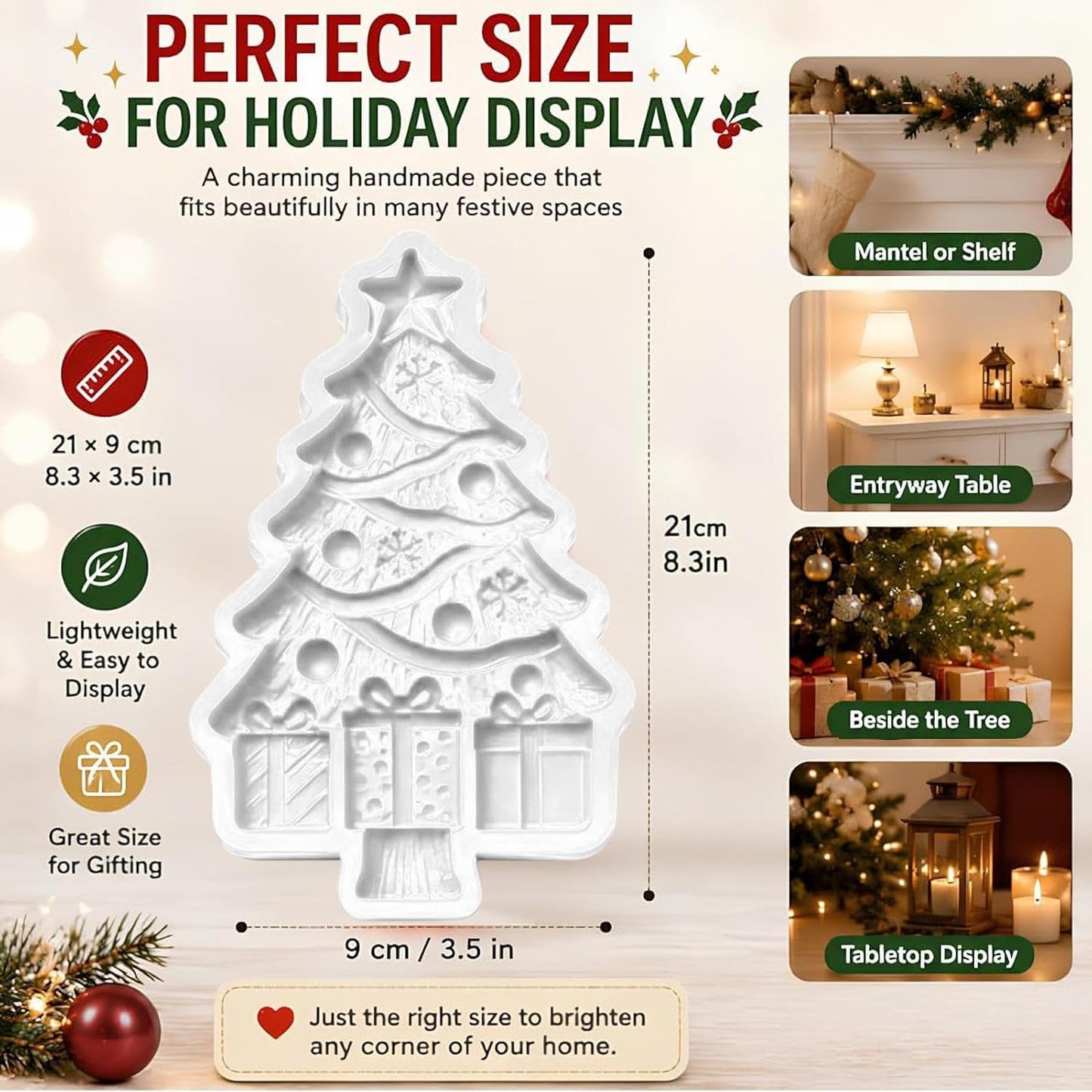 Christmas Tree Silicone Mold, Holiday Resin Casting Mold