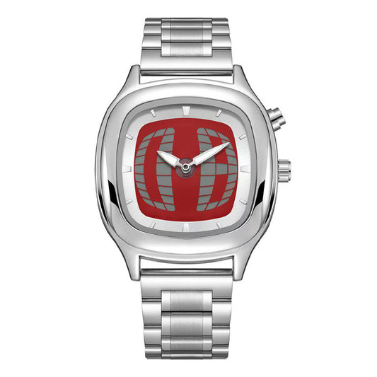 Mens Retro Square Stainless Steel Wristwatch