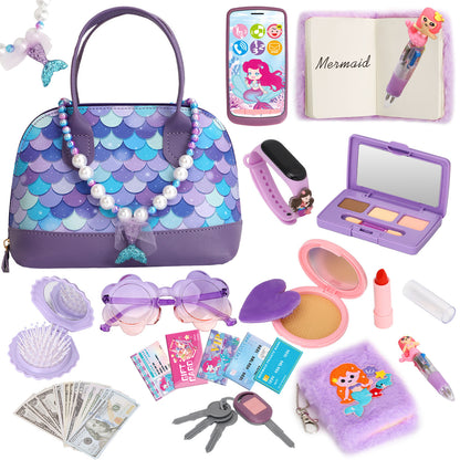 Realistic Girl Handbag Toy Set, Colorful Pretend Play Accessories