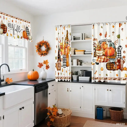 3 Pcs Fall-Halloween Kitchen Curtain Valance Tiers Set
