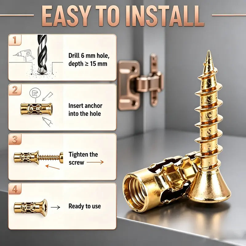 60PCS Cabinet Hardware Installation Screw and Wall Anchor Set