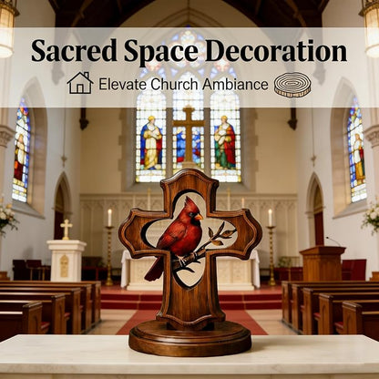 Handcrafted Cardinal Cross Ornament