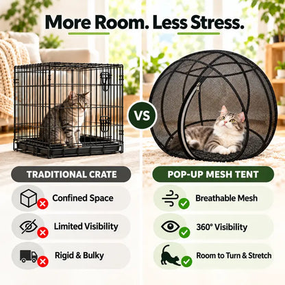 Collapsible Cat Rolling Playpen - Breathable Mesh Outdoor Pet Exercise Tunnel