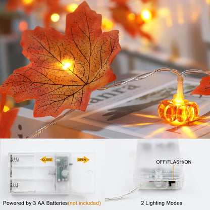 30LED 10Ft Enlarged Maples Leaves Fall Lights Battery Operated