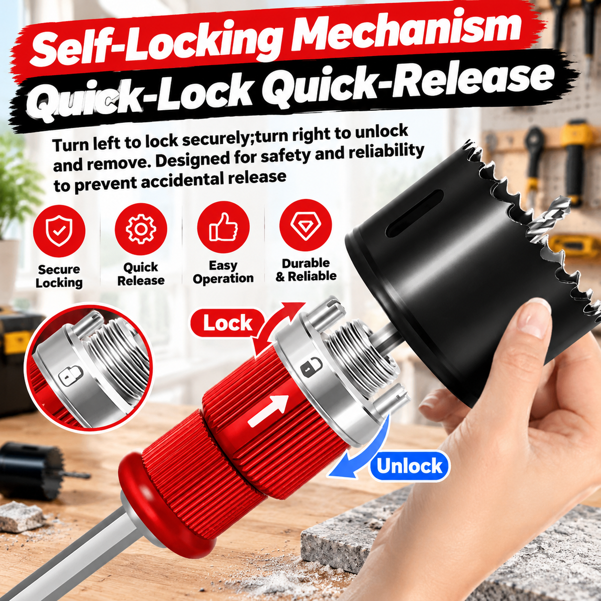 Quick-Release Hex Shank Hole Saw Kit