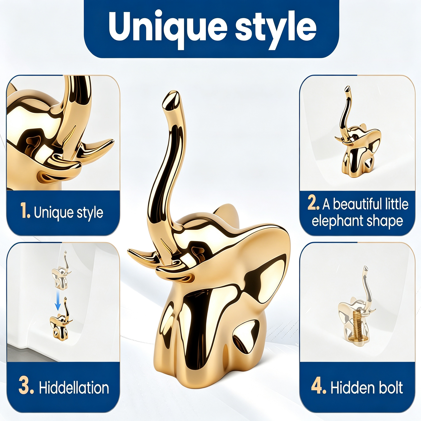 2Pcs Gold Elephant Toilet Bolt Covers
