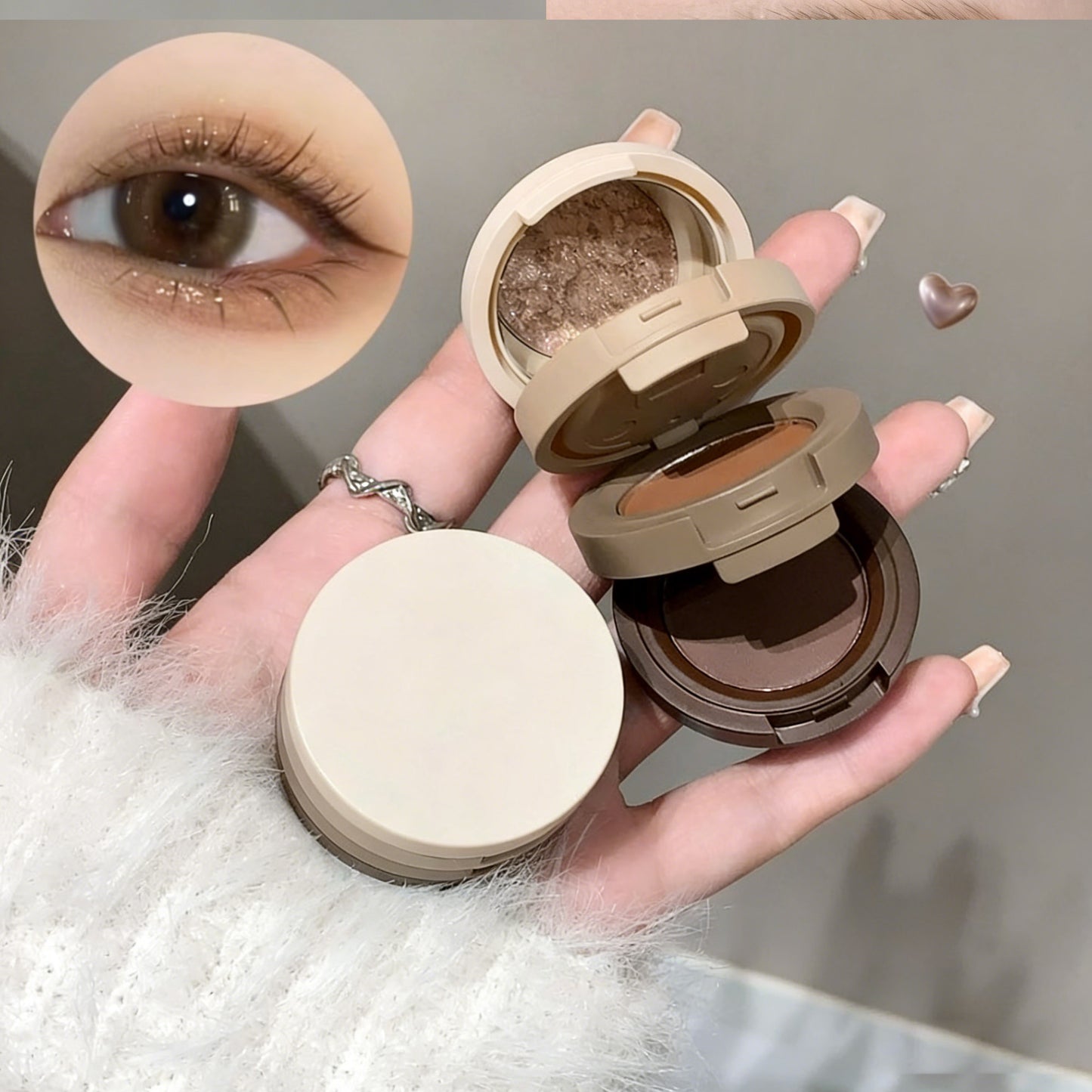 3 Colors Eyeshadow Easy Finger Blendable, Glitter, High Pigmentation