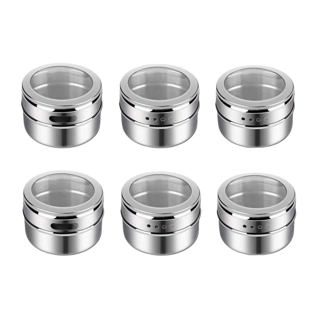 🧂 Stainless Steel Magnetic Spice Tins Set with Transparent Lid